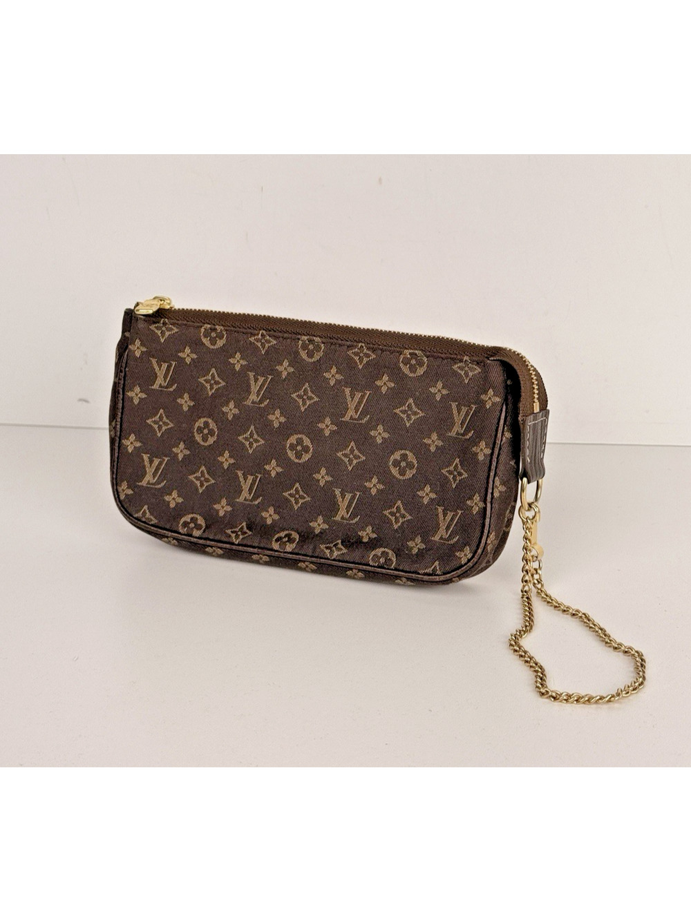 Louis Vuitton Mini Pochette Wristlet Bag in Brown Monogram Canvas 2008 S10